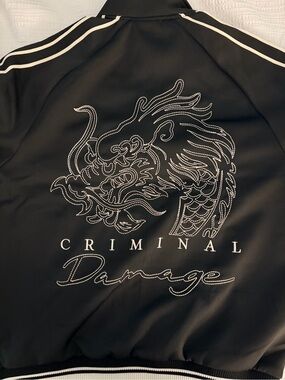 Criminal Damage Men’s Black Embroidered Dragon Bomber Jacket